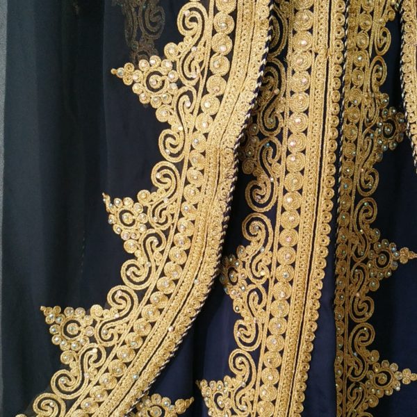 navy blue and gold kaftan